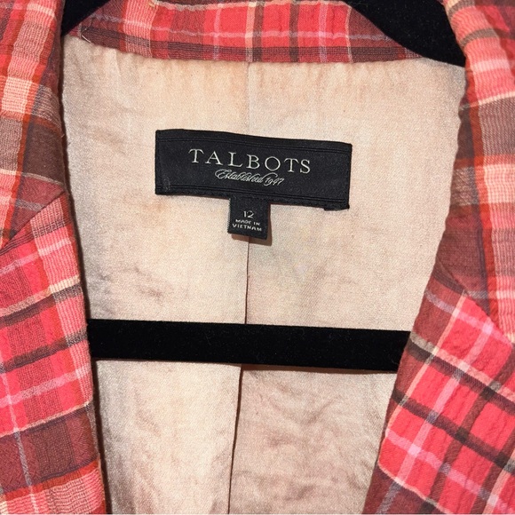 Talbots Plaid Crinkle Crepe Lightweight Blazer Jacket Womens Size 10 - Picture 3 of 5